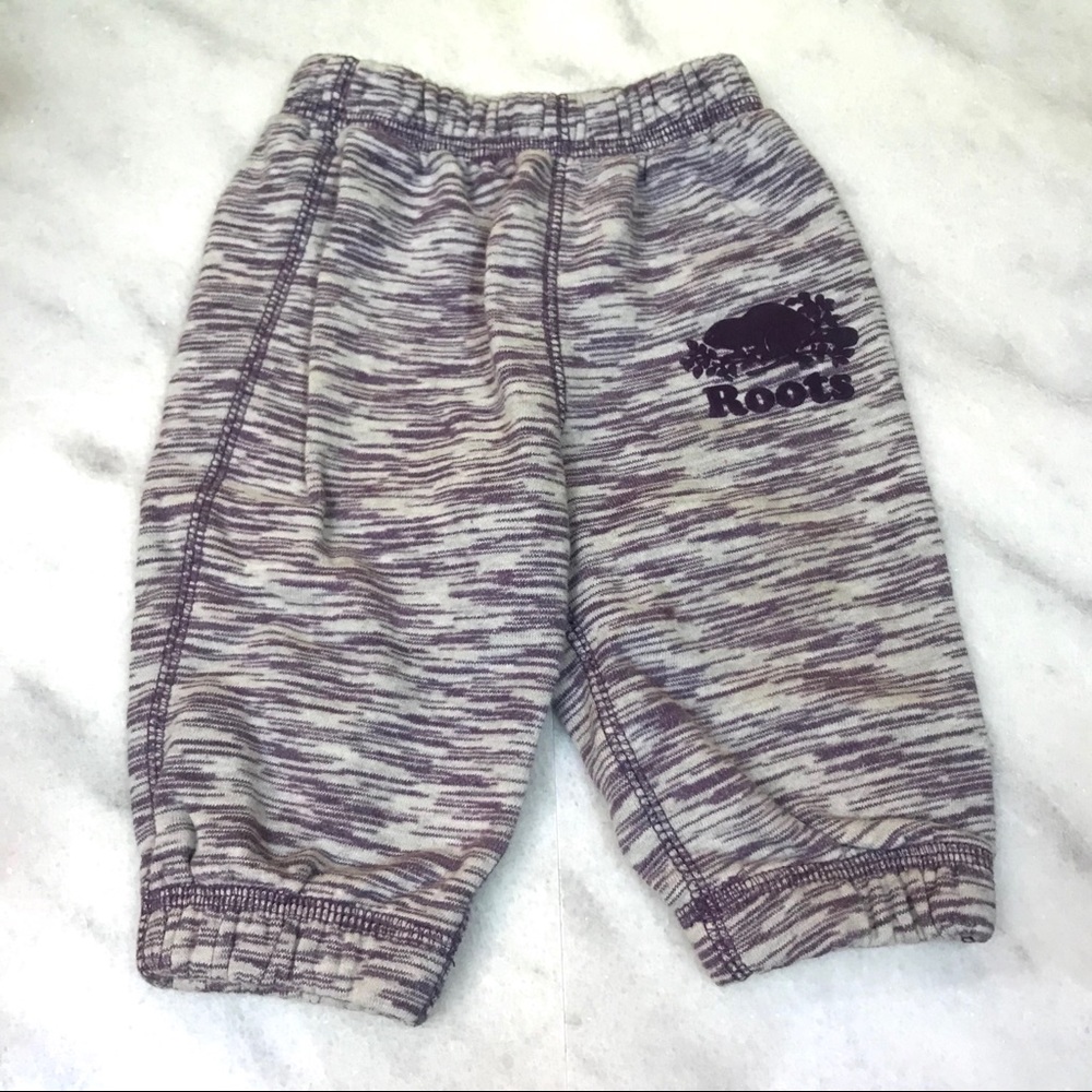 baby roots • heathered purple jogger pants 3-6m
